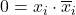 0 = x_{i} \cdot \overline{x}_{i}
