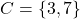 C = \{3, 7\}
