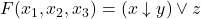 F(x_{1}, x_{2}, x_{3}) = (x \downarrow y) \vee z