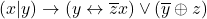 \left( x|y \right) \rightarrow \left( y \leftrightarrow \overline{z}x \right) \vee \left( \overline{y}\oplus z \right)