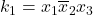 k_{1} = x_{1}\overline{x}_{2}x_{3}